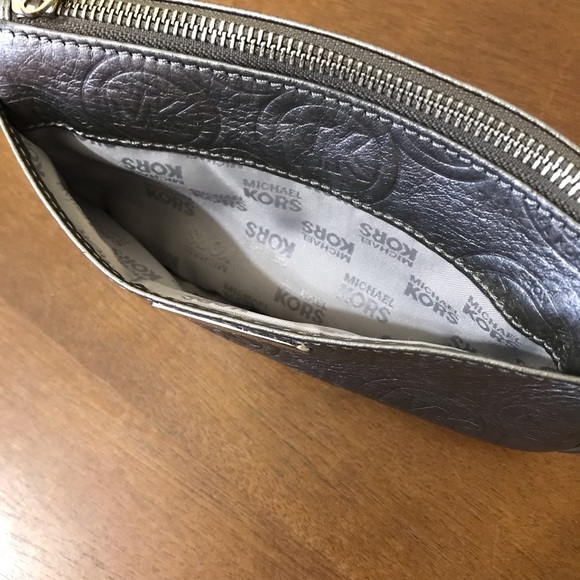 Michael by Michael Kors Silver Embossed Makeup Bag - Picture 8 of 8